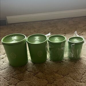 Green Tupperware Storage Canisters